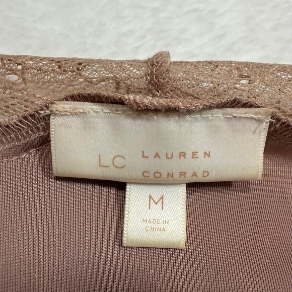 Lauren Conrad M Velour Lace Trim Top Pink Cozy Chic Lounge Sleep Sexy Y2K Retro - Picture 8 of 10